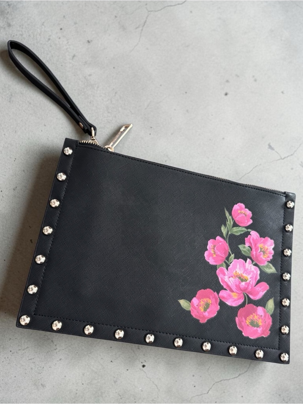 White House Black Market Floral Studded Wristlet Clutch - Pink Flower